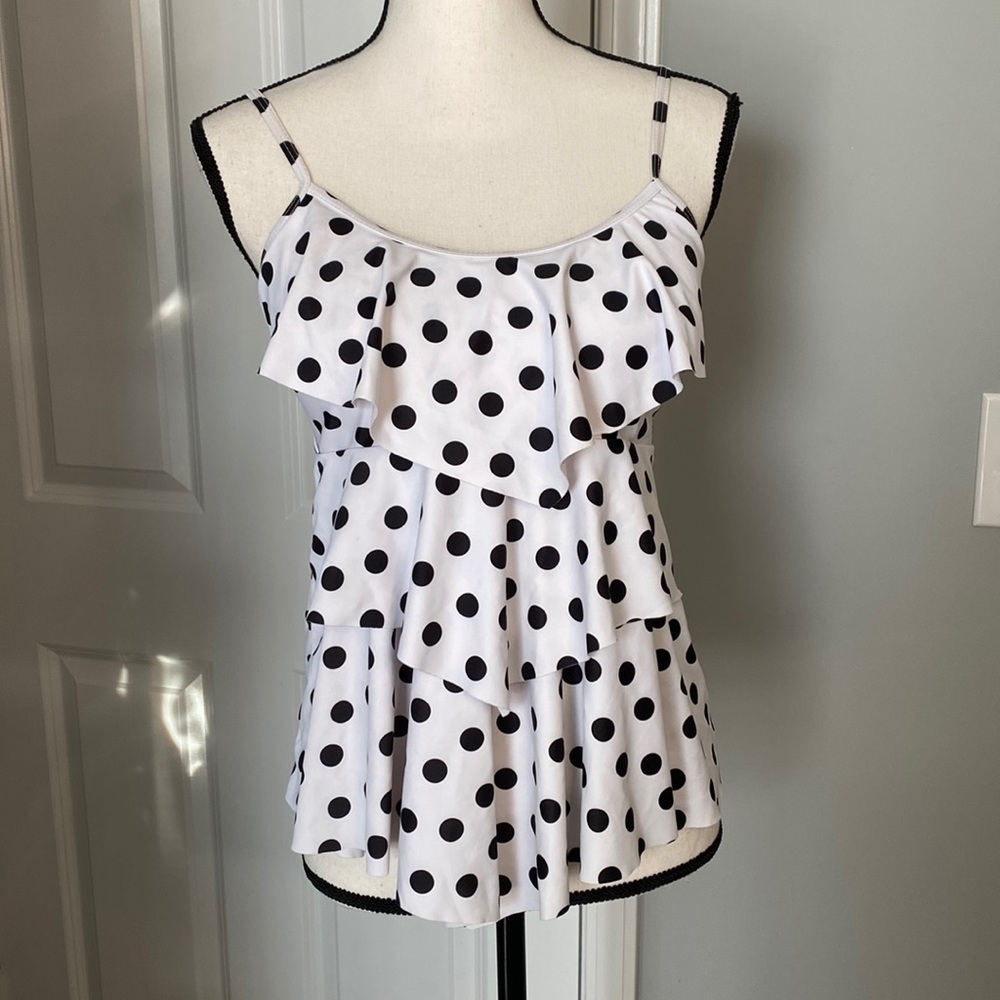 Polka Dot Layered Ruffled Swimsuit Top - Picture 6 of 11